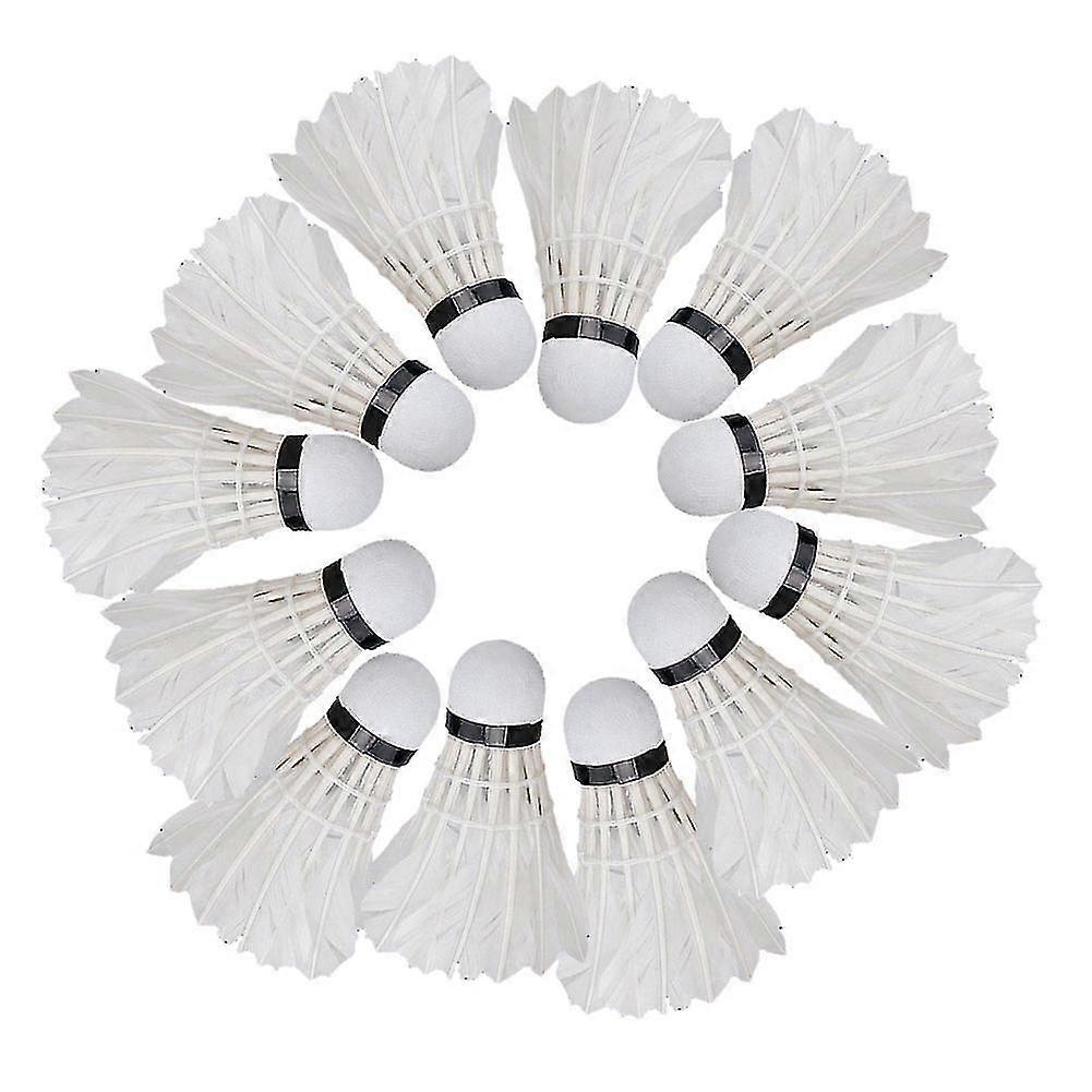 12 Pcs White Badminton Shuttlecocks for Sport Training Game