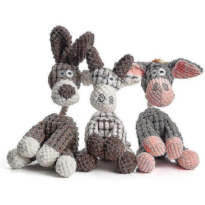 Indestructible Sturdy Donkey Whistle Dog Toy for Aggressive Chewers Plush Dog Toy Plush Toy 3 Pack