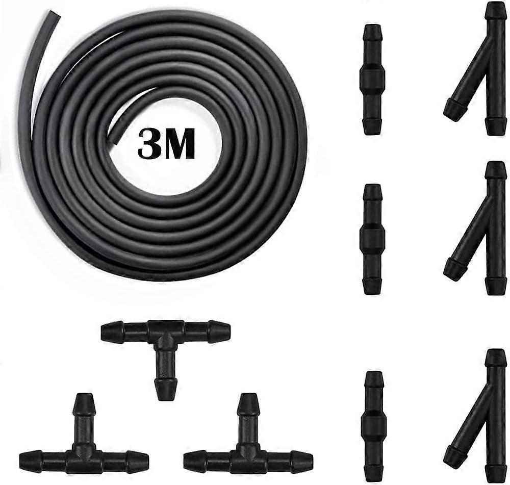 Windshield Wiper Fluid Hose Kit, 3M - Windshield Mist Wiper Nozzle Washing Machine Spray Hose, with Hose Connector 9 Pieces