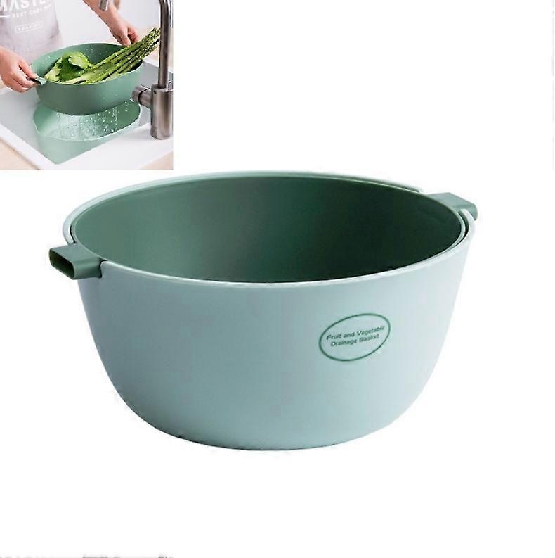 Kitchen Vegetable Drain Basket, Color:O Shape Light Green
