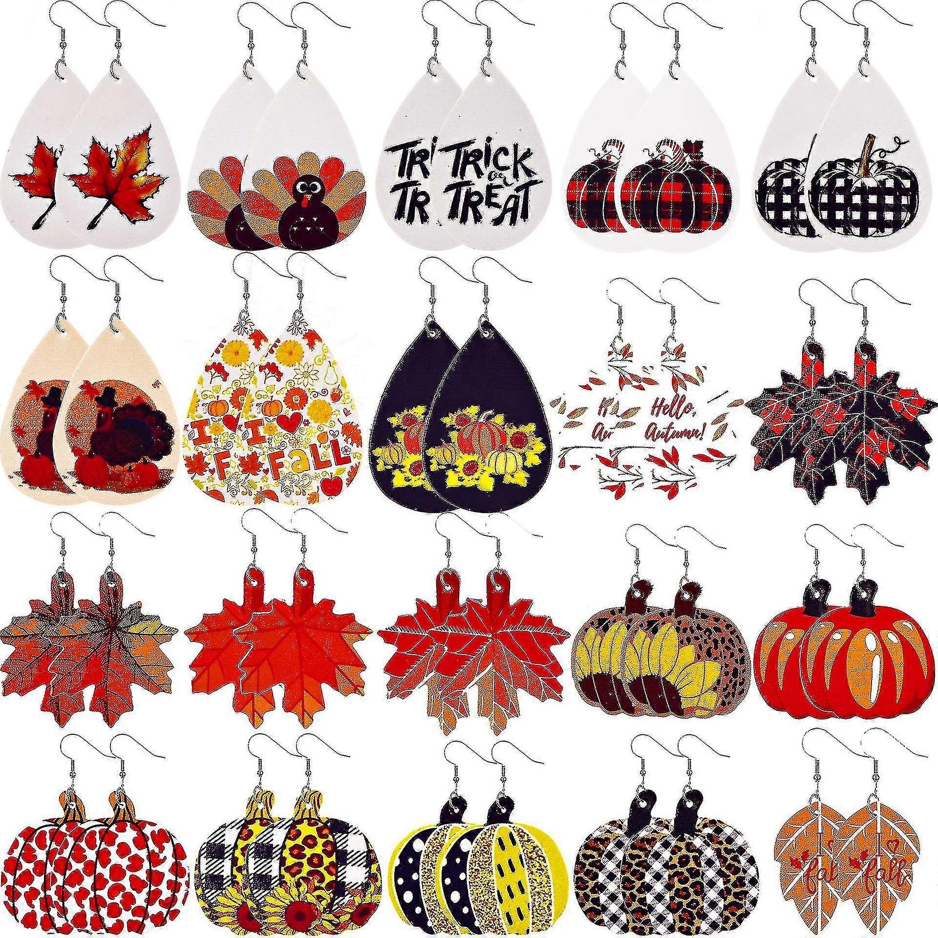 20stk Red Maple Leaf Øreringe, efterår Øreringe Til Kvinder Halloween Thanksgiving Drop Dingle Øreringe
