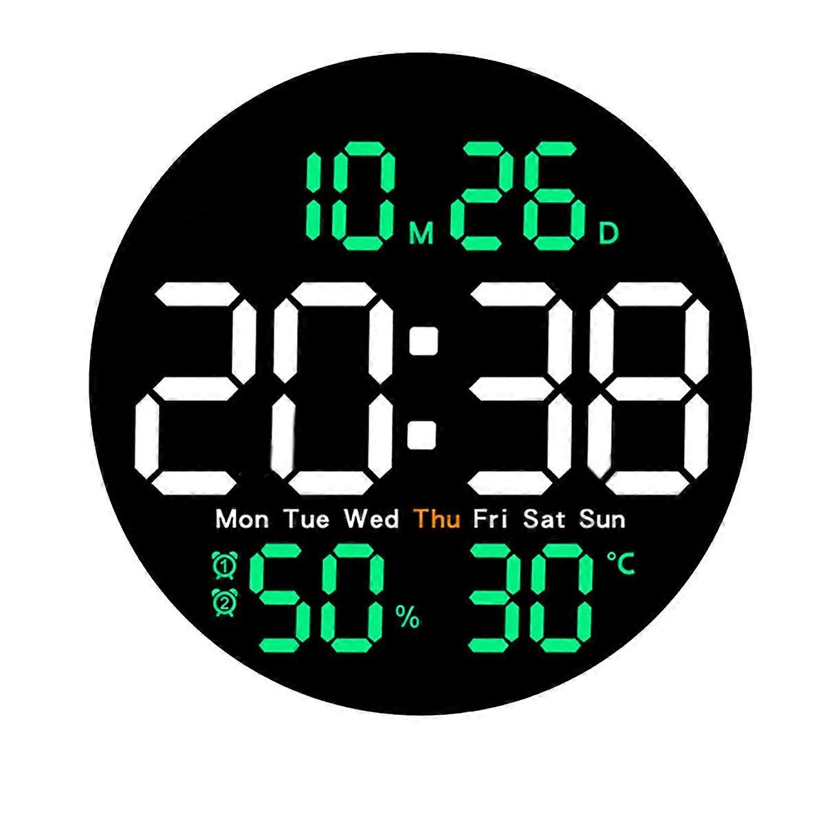 10Inch Temperature Humidity Digital Wall Clock with Remote Control Alarm Date Week Display Wall-Mounted for Home Orange