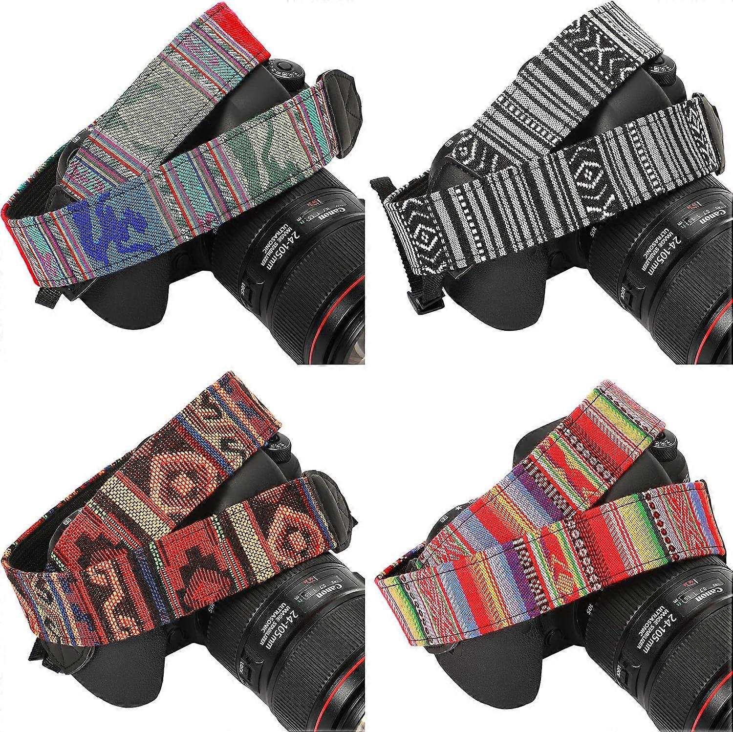 4 Pieces Vintage Camera Strap For All Dslr Slr Camera Universal Neck Shoulder Strap, 4 Styles