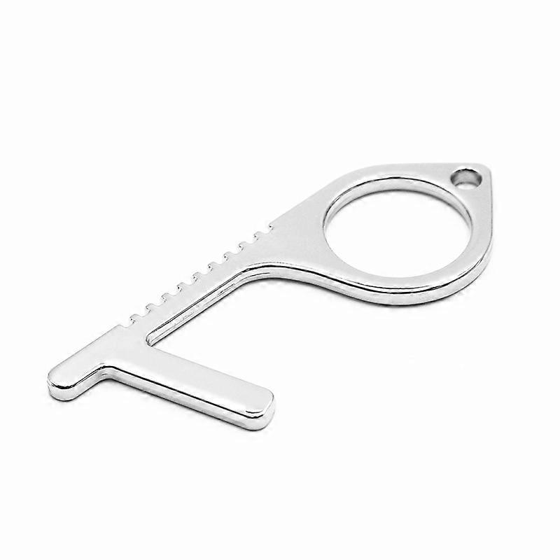 Contactless Copper Door Opener, Portable Edc Non-contact Sanitation Keychainsilver
