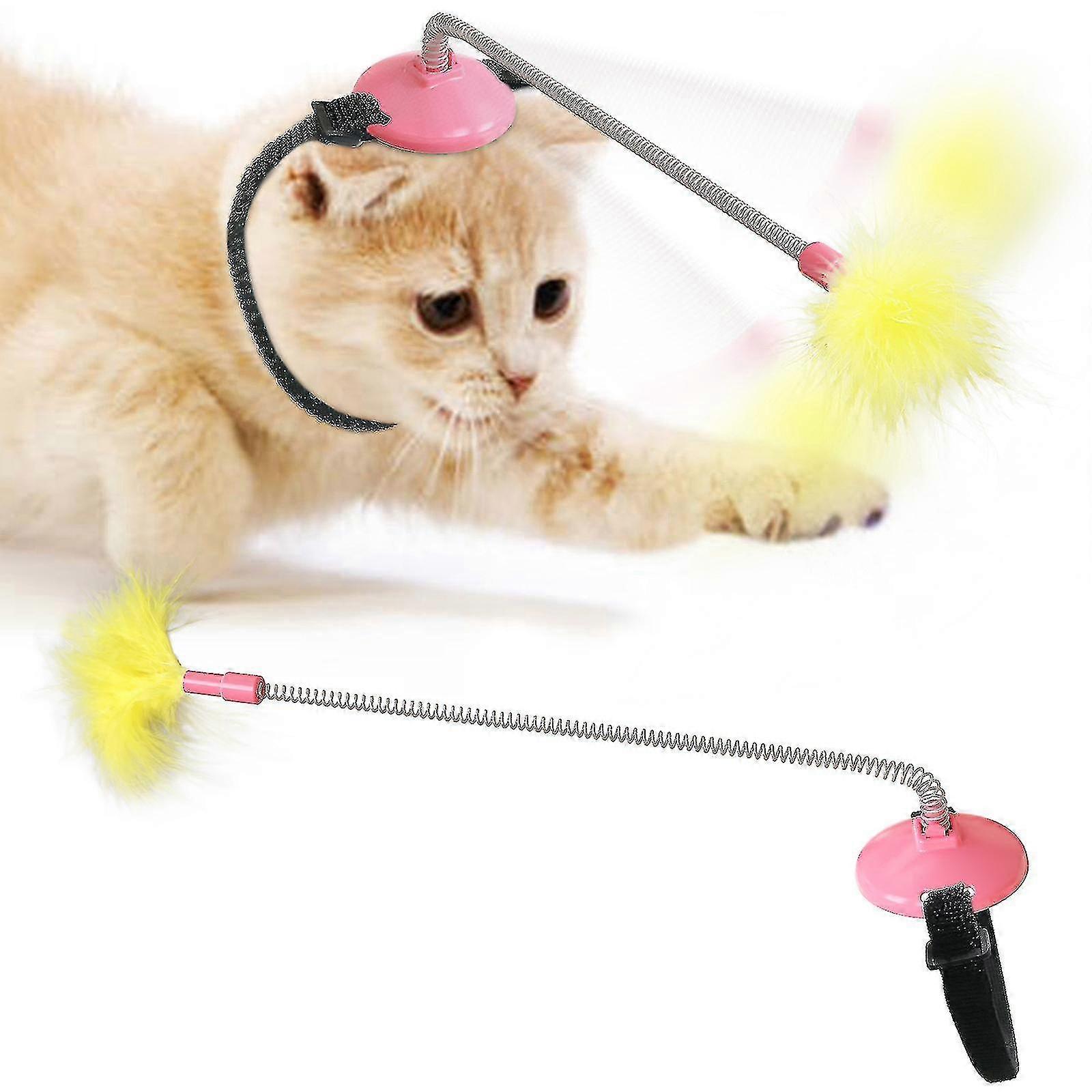 Bjxy猫の襟自己治癒ネックトイスプリングフットタップで猫の棒をいじめるペット用品猫の春の蛇口猫の棒(ピンク)