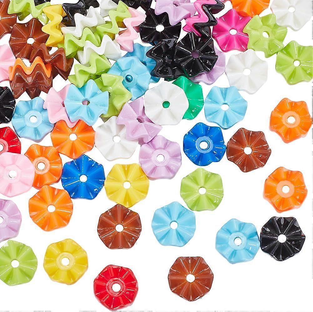 100Pcs Opaque Acrylic Beads Wave Snowflake Mixed Color 16x8mm Hole: 2mm