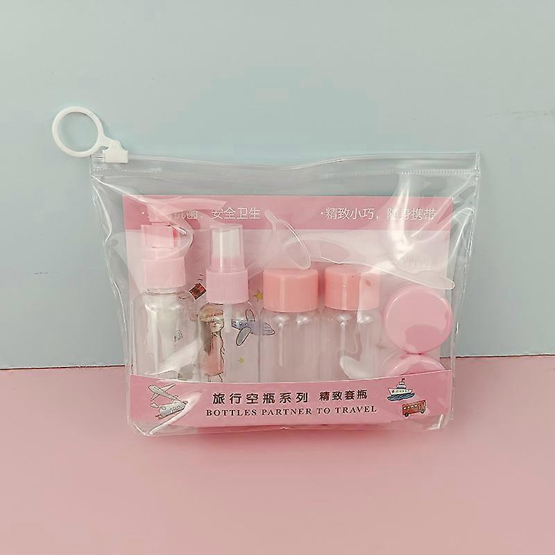 7/9Pcs Travel Bottle Empty Liquid Container Portable Shower Gel Shampoo Jars Extrusion Refillable Leakproof Tool