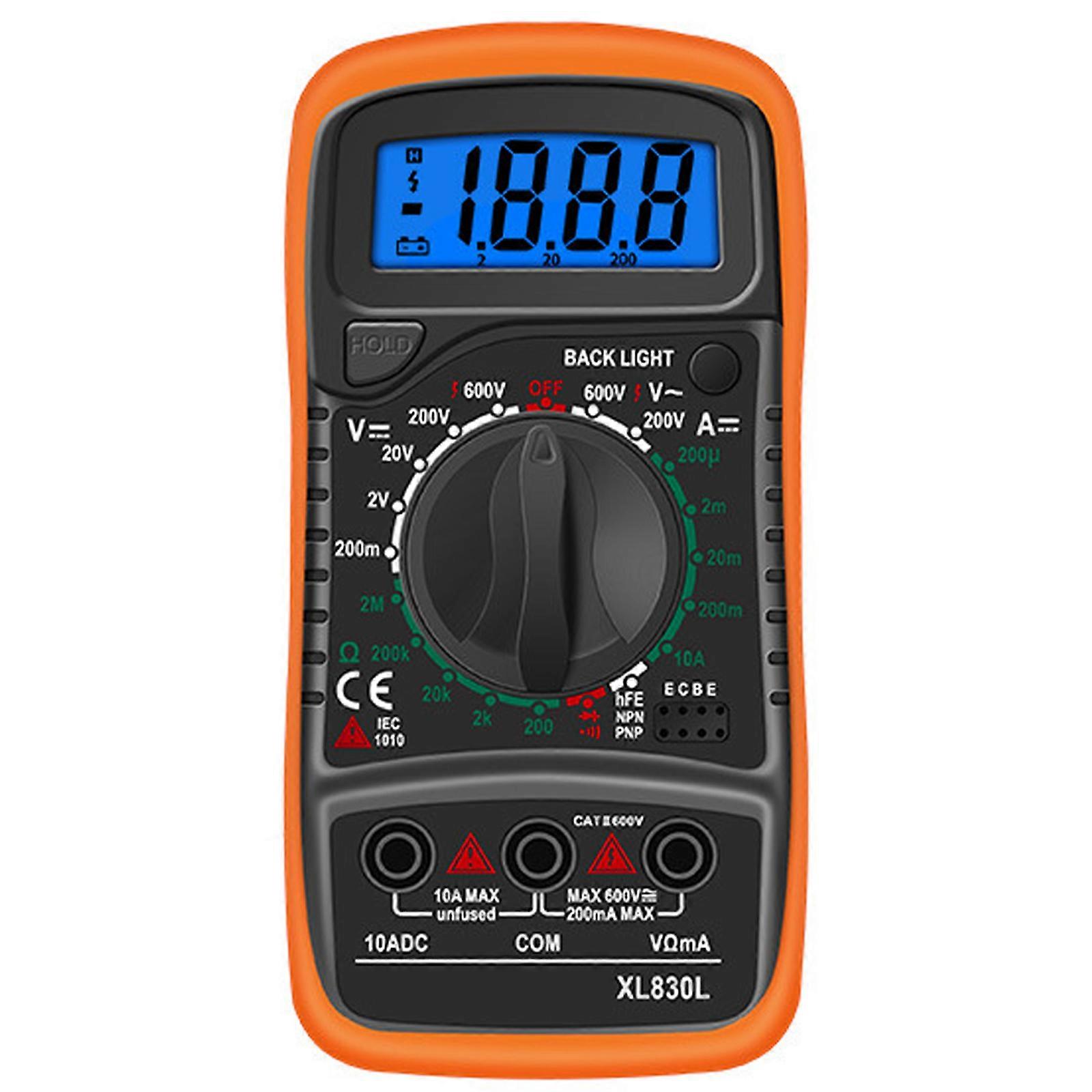 Best Seller-Black Digital Multimeter Portable Tester with LCD Backlight and Data Retention Function