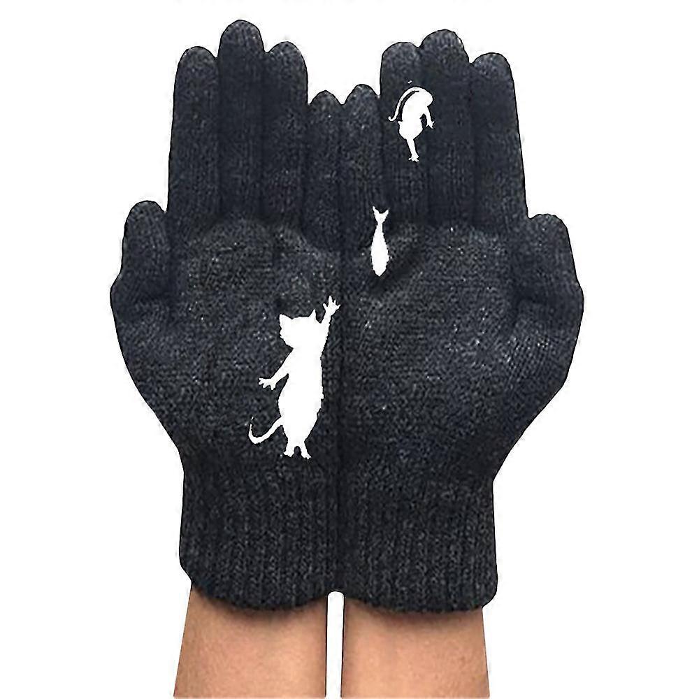 Womens Winter Cute Gloves Cat Fish Full Finger Mittens