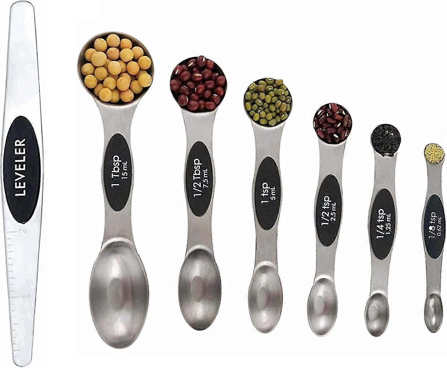 Measuring Spoon Sets 7 Include 6 Double Sided Magnetic Measuring Spoon 1 Leveler Gift