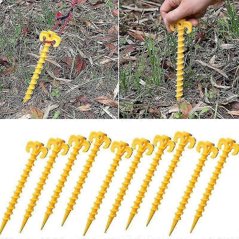 10pcsプラスチックテントペグサンドステークスビーチグラウンドアンカービーチと芝生の動物、テントを確保するための