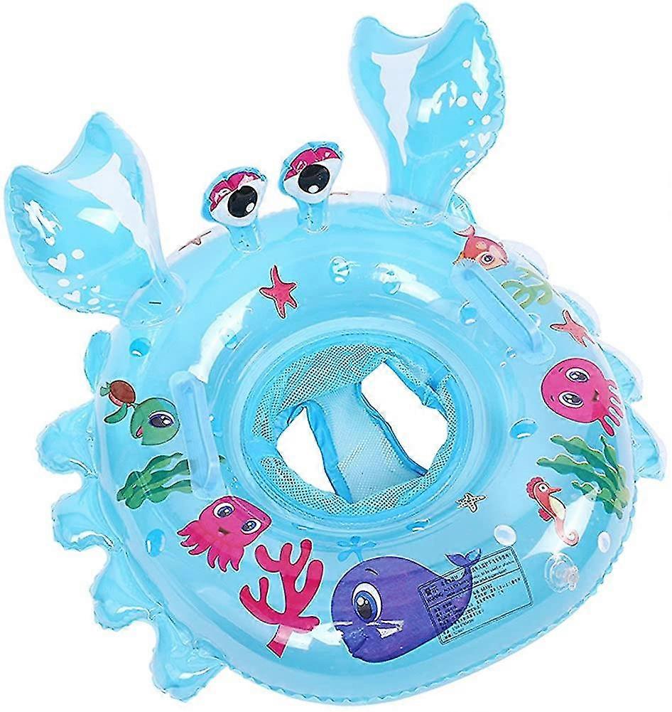 Inflatable Baby Pool Float Crab Swimming Ring With Handles (blue)