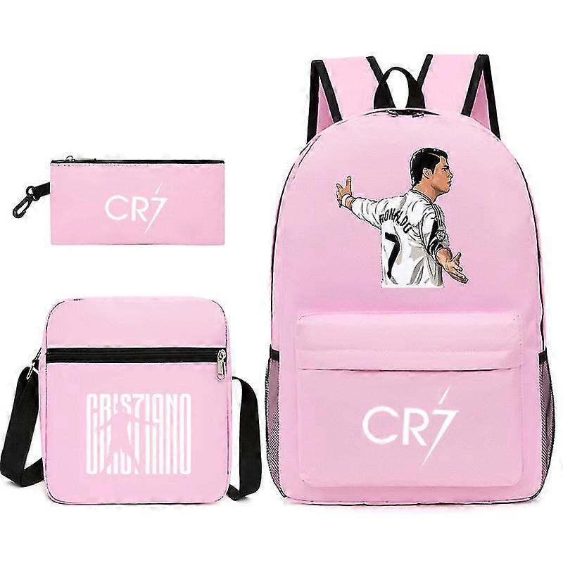 Mode Cr7 Tonårspojkar, Pojkar, Barn, Studenter, Skolväskor, Laptop Ryggsäckar, Tredelad Set
