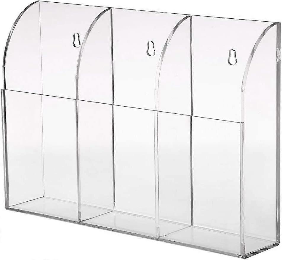 Clear Acrylic Remote Control Holder Wall Mount Media Organizer Storage Box