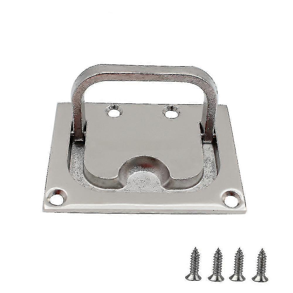 Recessed Drawer Handle Stainless Steel Marine Handle Recessed Hatch Boat Handle Boat Flush Hatch Locker With 4 Screws For Locker Sliding Doors(76 * 57