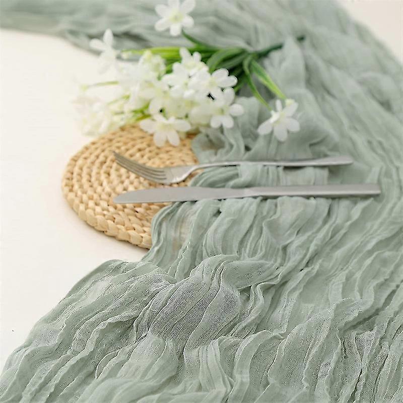 Grass Cheese Cloth Table Runner 35x120 Inch Cheesecloth Gauze Table Runner Ric Boho Table Runner
