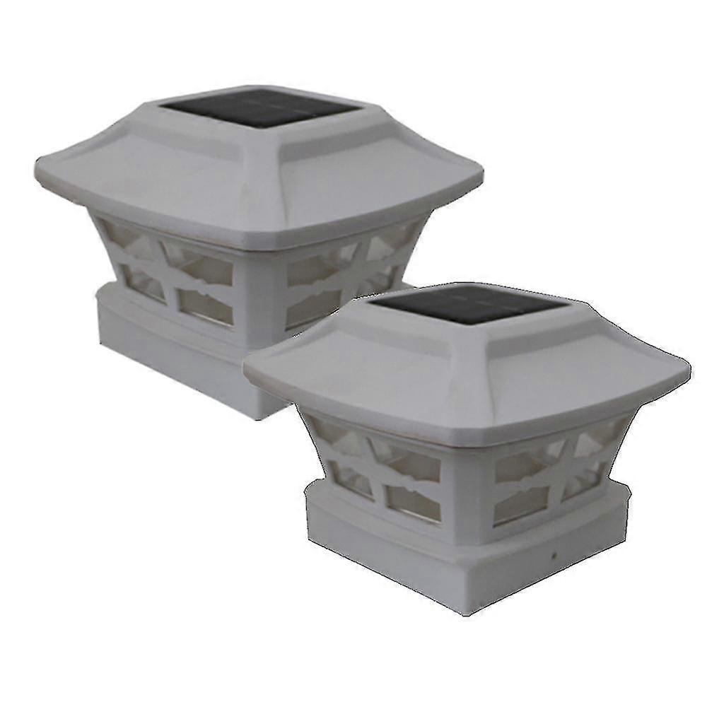 2 Pack Solar Fence Post Lamp Post En Post