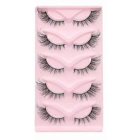 false eyelashes, five pairs, microfiber hair, eye tail elongated three-dimensional thick curling charm fake fox eyelashes multi-scene use(fox-eye)