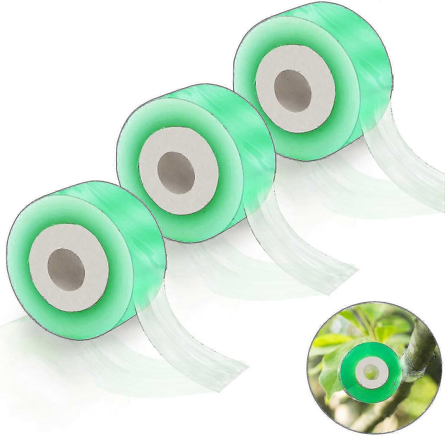 Grafting Tape, 3 Rolls Nursery Tape, 100m X 3cm Self Adhesive Grafting Tapes, Transparent-