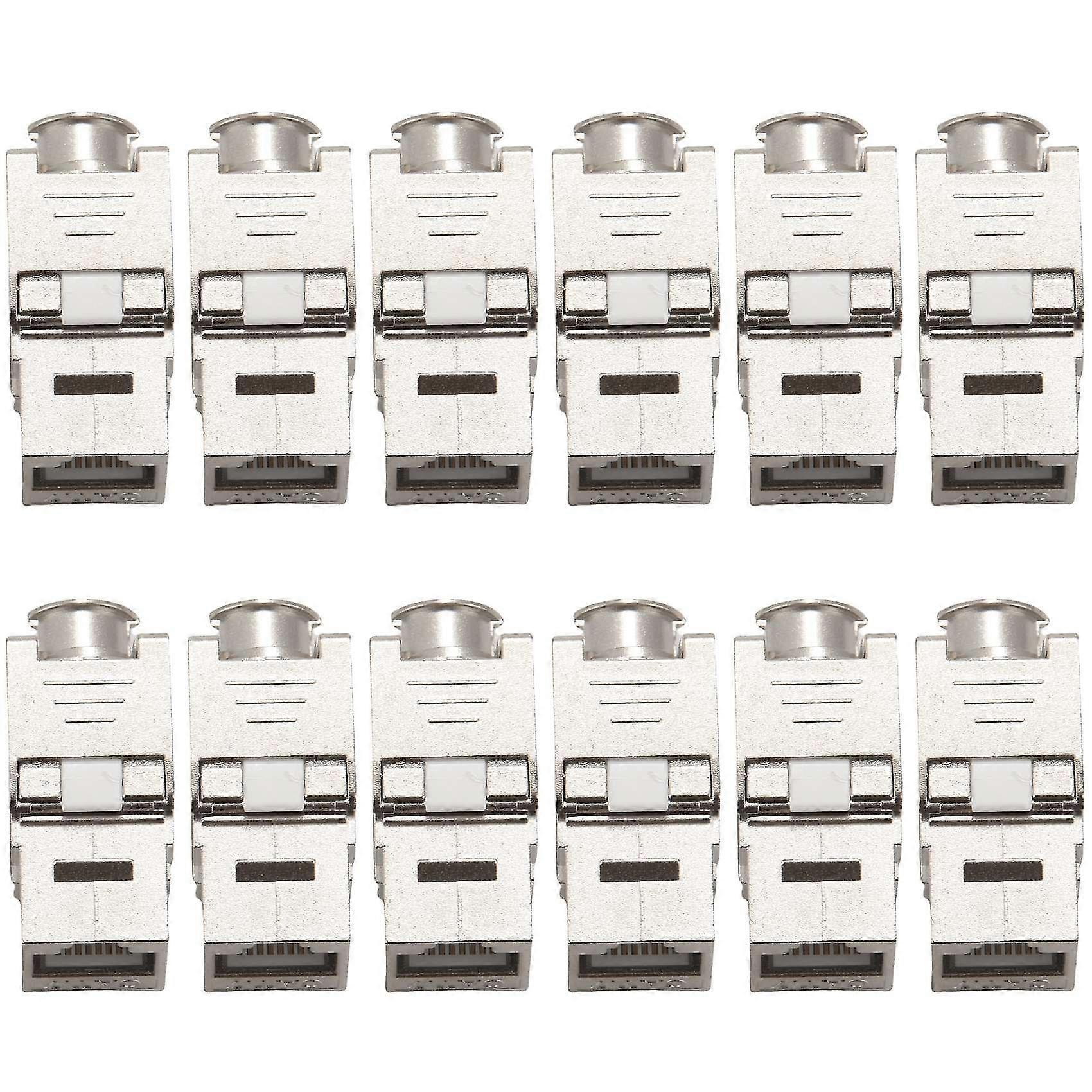 12 Pcs Rj45 Cat7 Cat6a Shielded Zinc Alloy Module Network Jack Connector Adapter 10gb Network