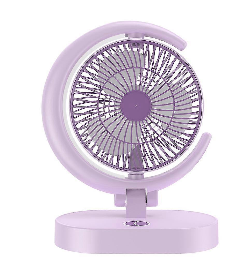 New Portable Desktop Fan Usb Charging Small Fan Moon Shape Fan With Light