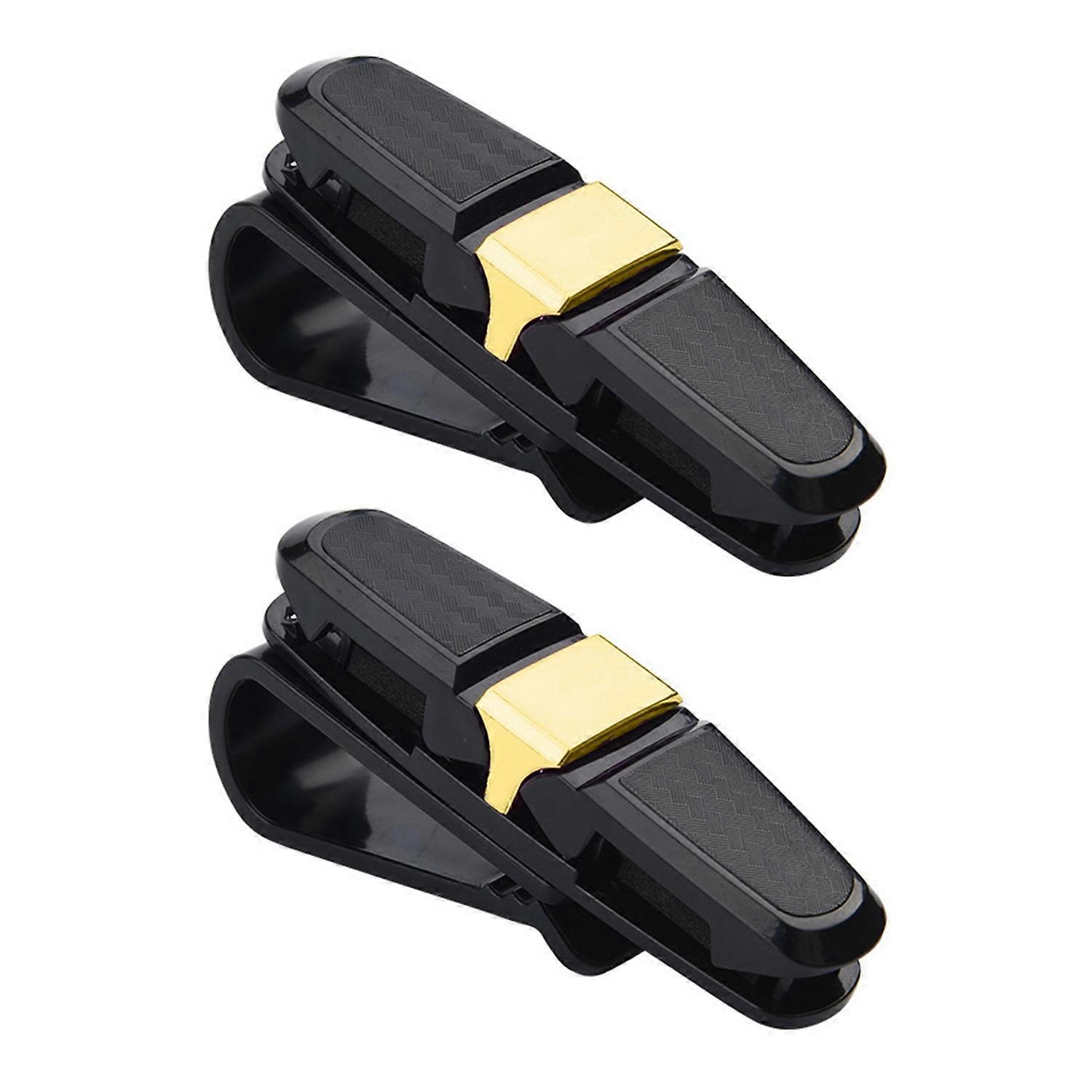 2Pcs Car Sun Visor Glasses Holders Adjustable Secure Mount with Card Clip for Sunglasses And