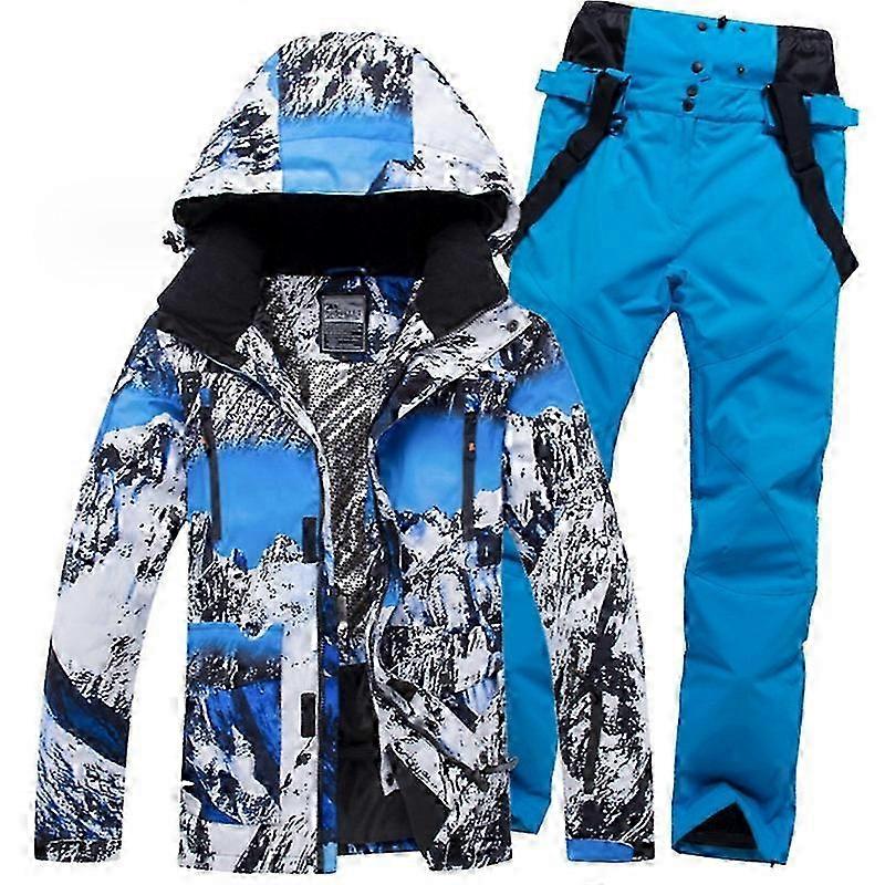 Women's And Men's Ski Jackets And Pants Set Windproof Waterproof Colorful Snowboard Snowsuit Blue