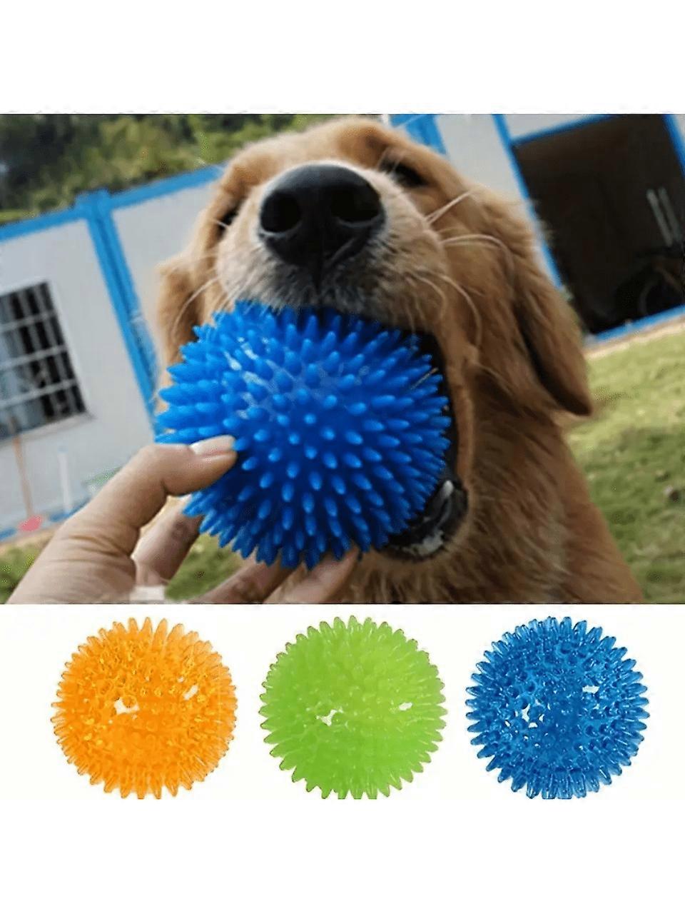 1pc Random Color Squeaking Dog Chew Ball, Rubber Teeth Cleaning Toy For Interactive Playtime