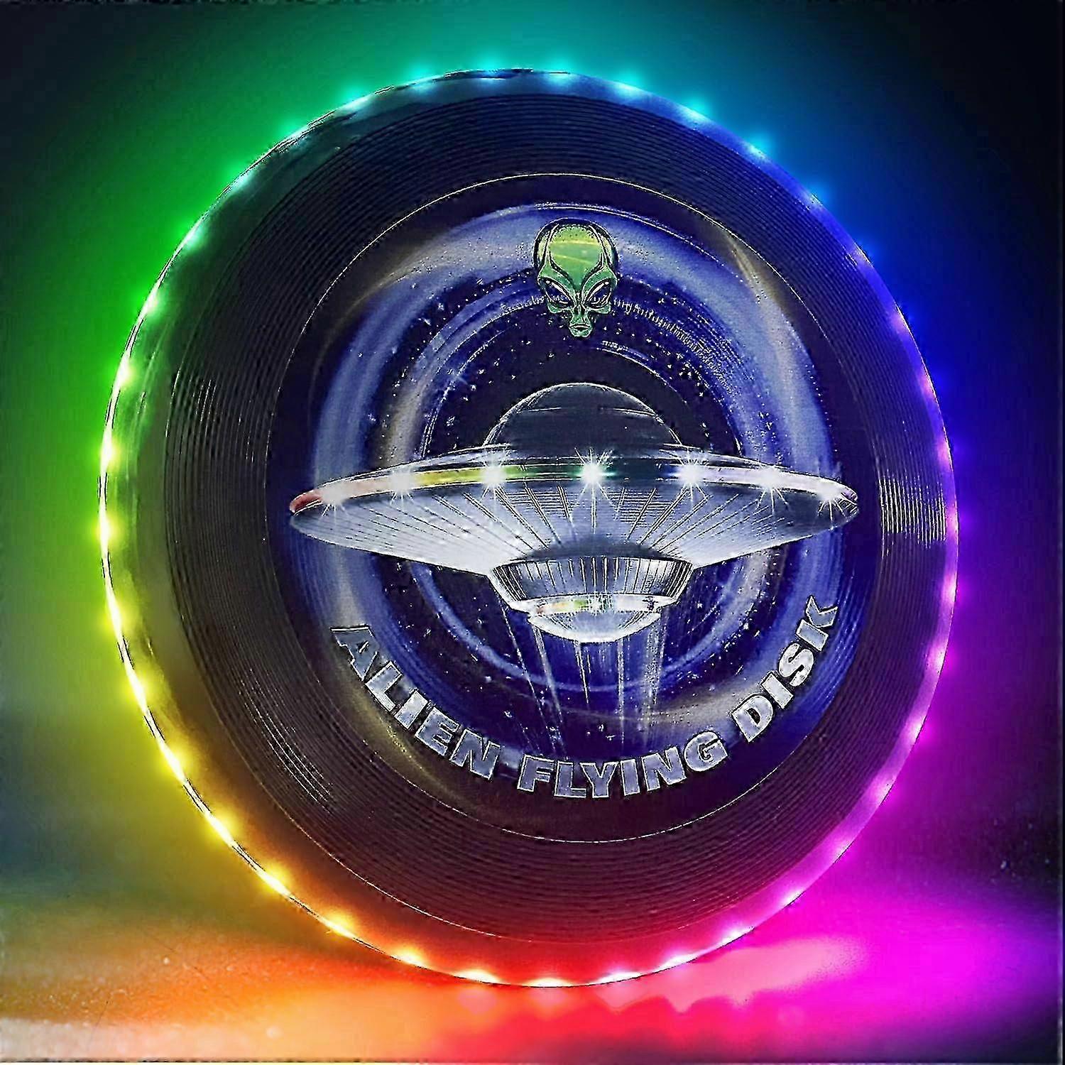 Glow In The Dark Led repülő korong - 38 RGB LED lámpák, 7 + 5 fénymód, újratölthető, IP65 vízálló kültéri játékok Hűvös játékok felnőtteknek és családnak / fiúknak /