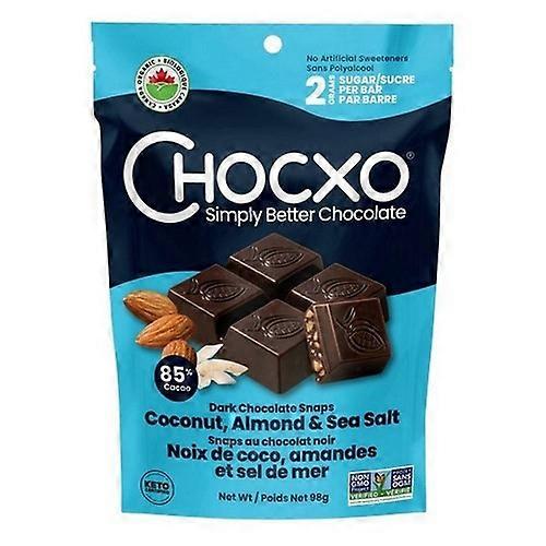 Chocxo Keto 85% 黑巧克力椰子杏仁海盐片，98 克（6 件装）