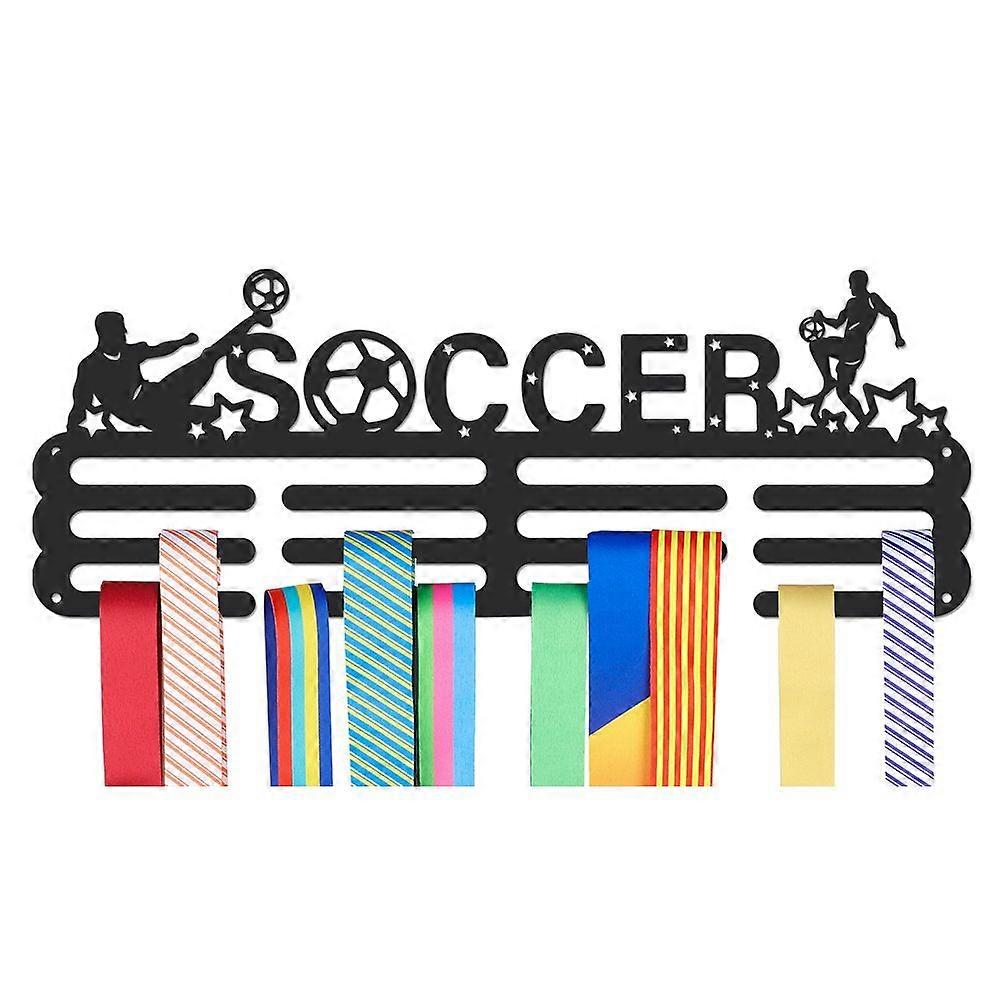 Sports Theme Iron Medal Hanger Holder Display Wall Rack with Screws Football Pattern 150x400mm