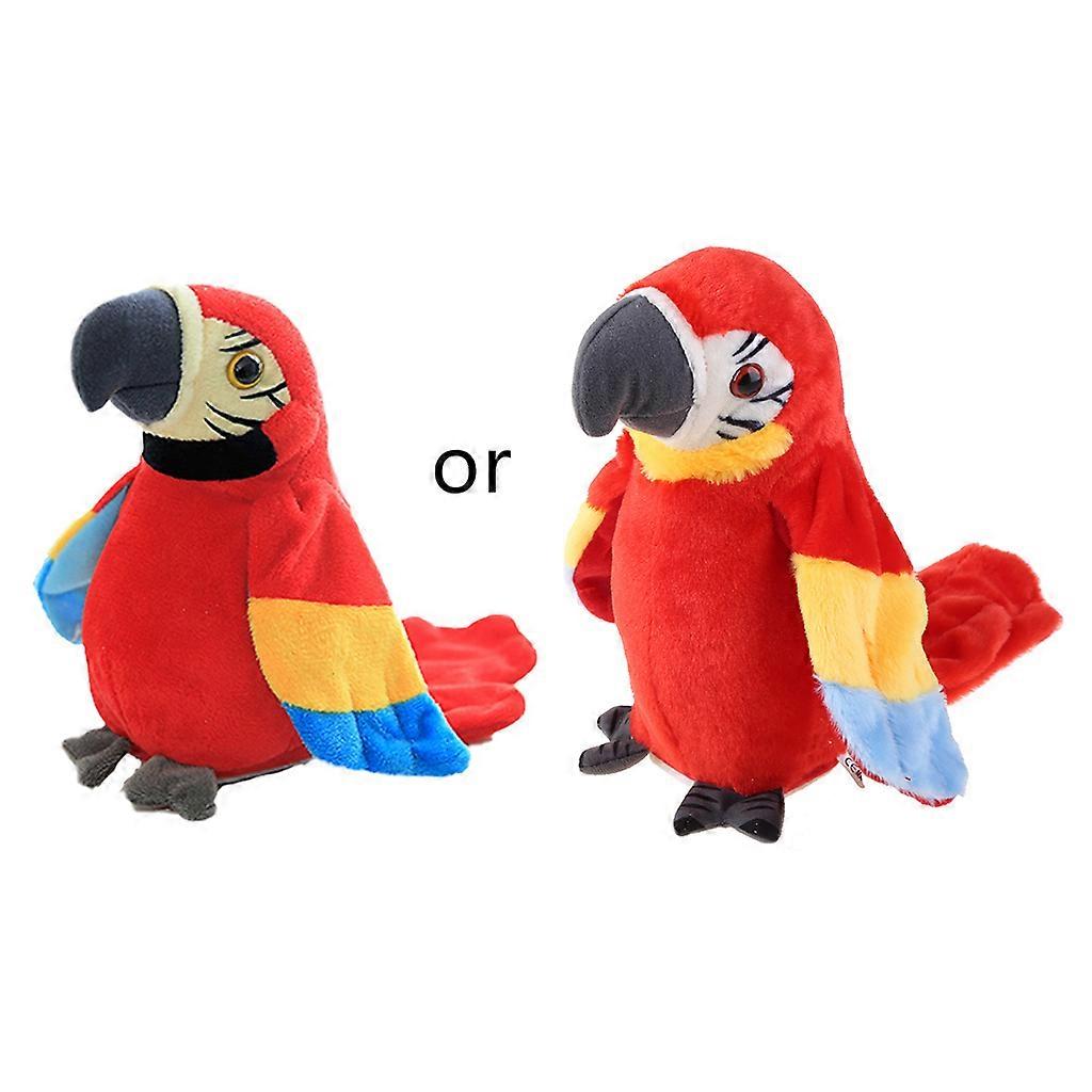 Multifunctional Electric Plush Parrot Speaking Talking Repeats Waving Simulation Bird Early Education Toy Gift Red