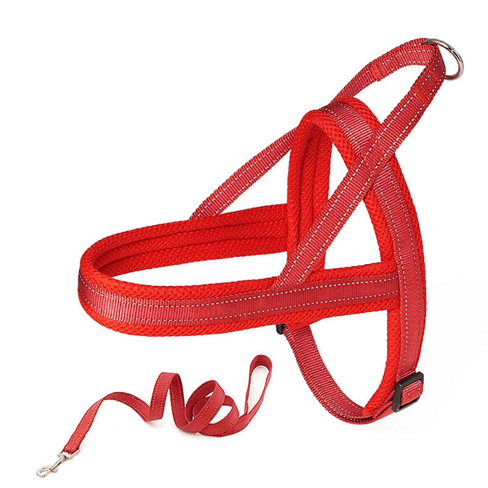 Dog Vest Reflective Stripe Leash for Large Medium Dogs Harnesses Strong Multicolored Leash Long Belt Soft Handle S Red
