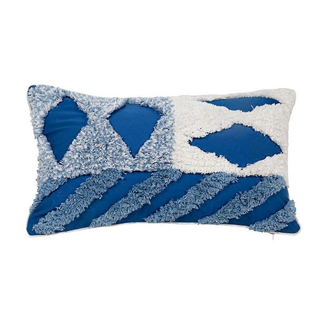 Nordic Geometric Tufted Throw Pillow for Case Boho Woven Blue White Striped Diamond Pattern Sofa Decorative Cushion Cove