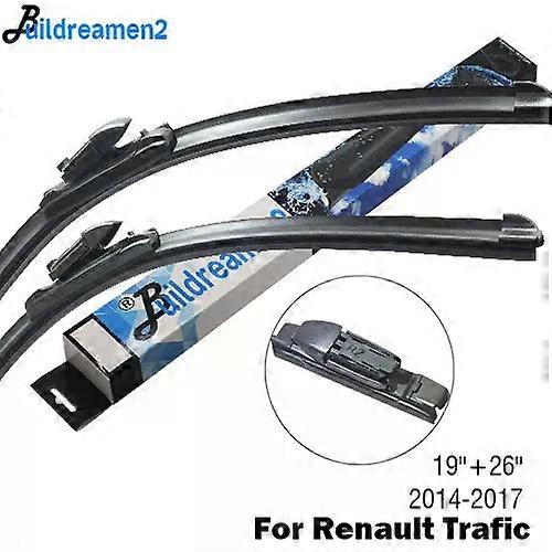 Compatible Buildreamen2 2 X Car Wiper Blade Front Windscreen Rubber Wiper Accessories For Renault Trafic Fit Hook / Push Button 2001-2017