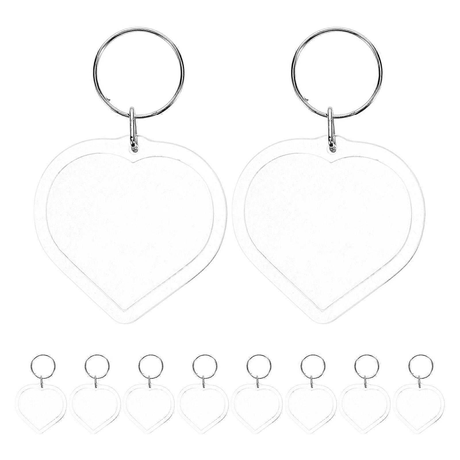 10 Pcs DIY Keychain Supplies for Valentine's Day Heart-Shaped Acrylic Keychains Blank Photo Insert Keychain Creative Fashion Keychain