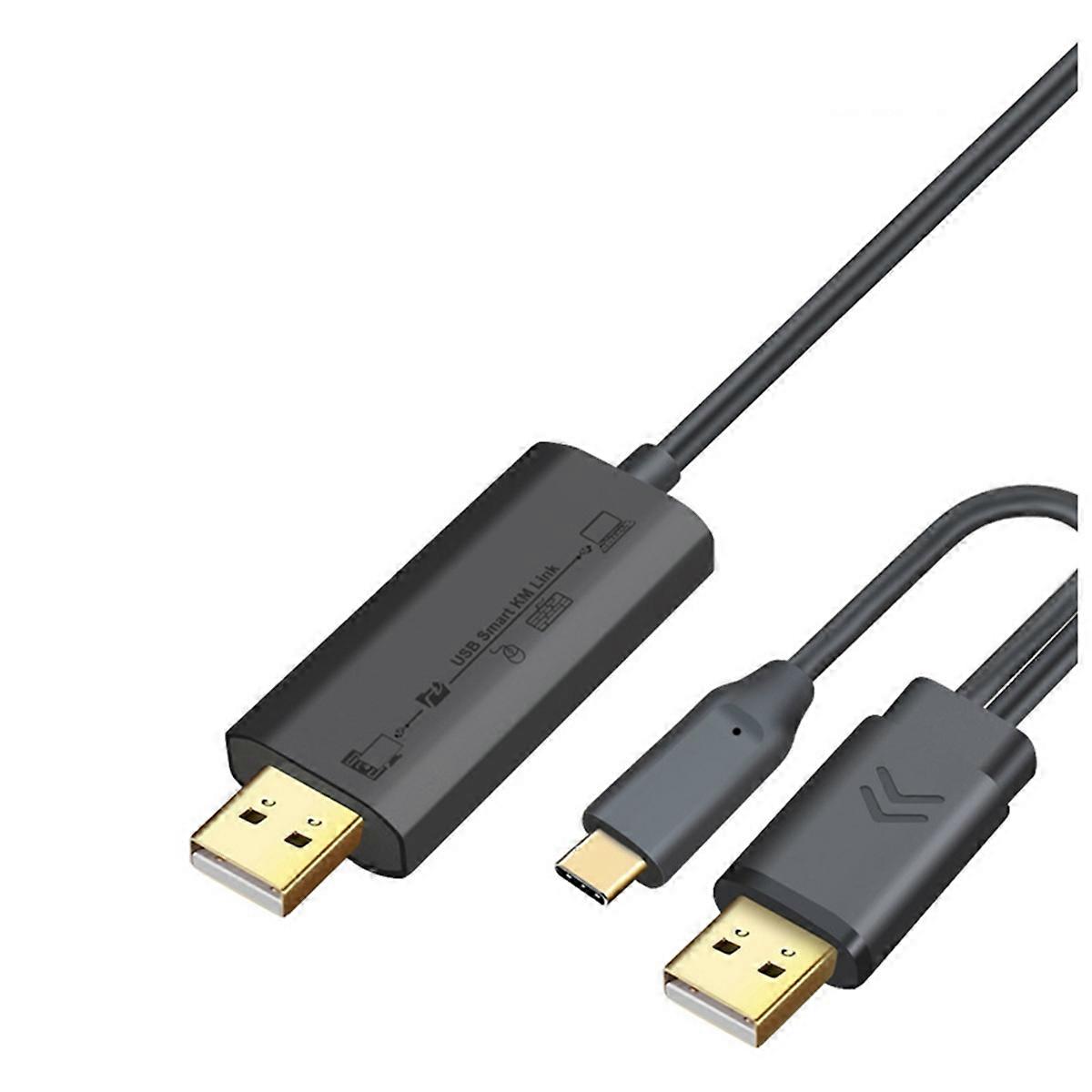 USB 2.0+Type-C PC to PC Data  fer Cable Sync Files Share Keyboard&Mouse Net Direct File  fer Bridge Copy Cable