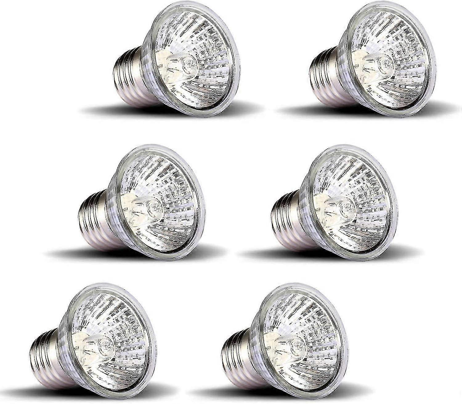 Paquet de 6 lampes chauffantes solaires UVB / UVA à spectre complet de 75 W pour les bains de soleil et l’éclairage des reptiles et des terrariums