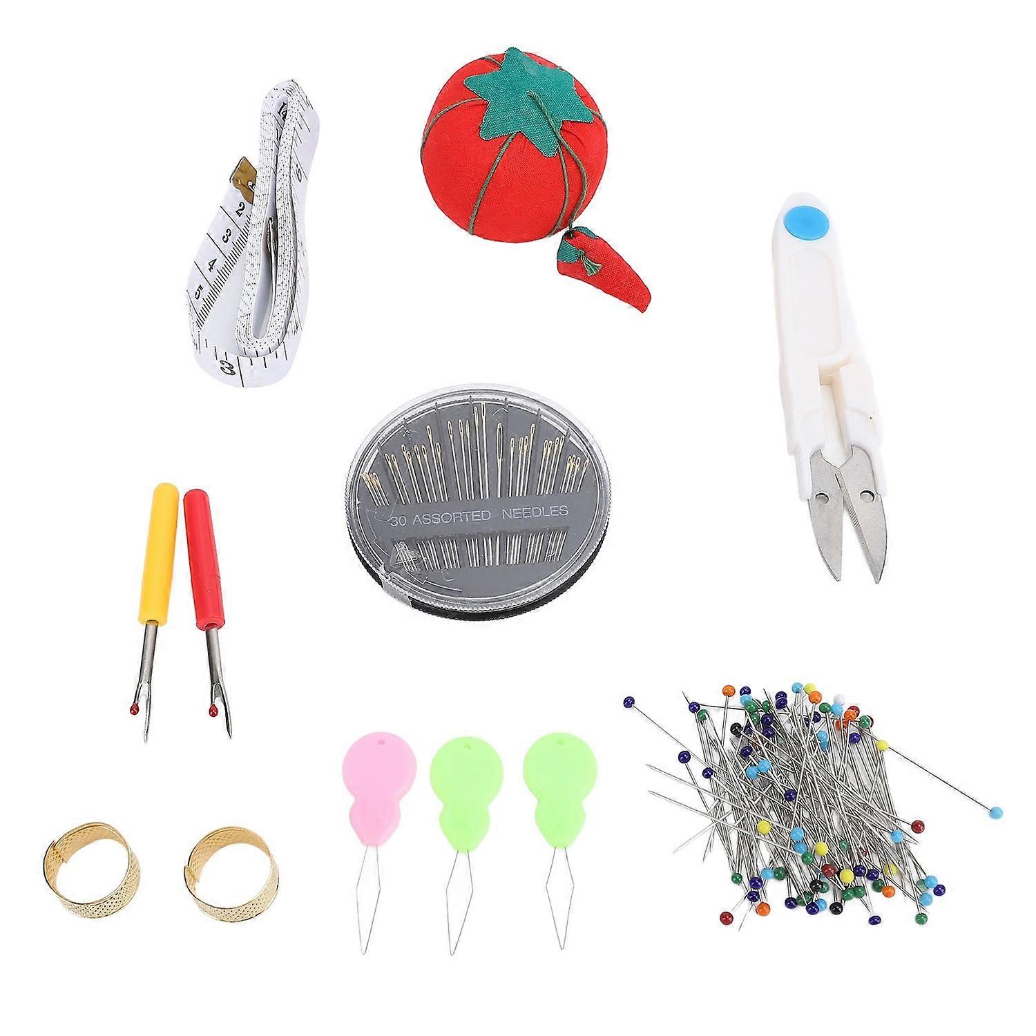 Sewing Pin Cushion Kit Cute Tomato Pin Cushion Glass Ball Head Pins Self Threading Needles Sewing To
