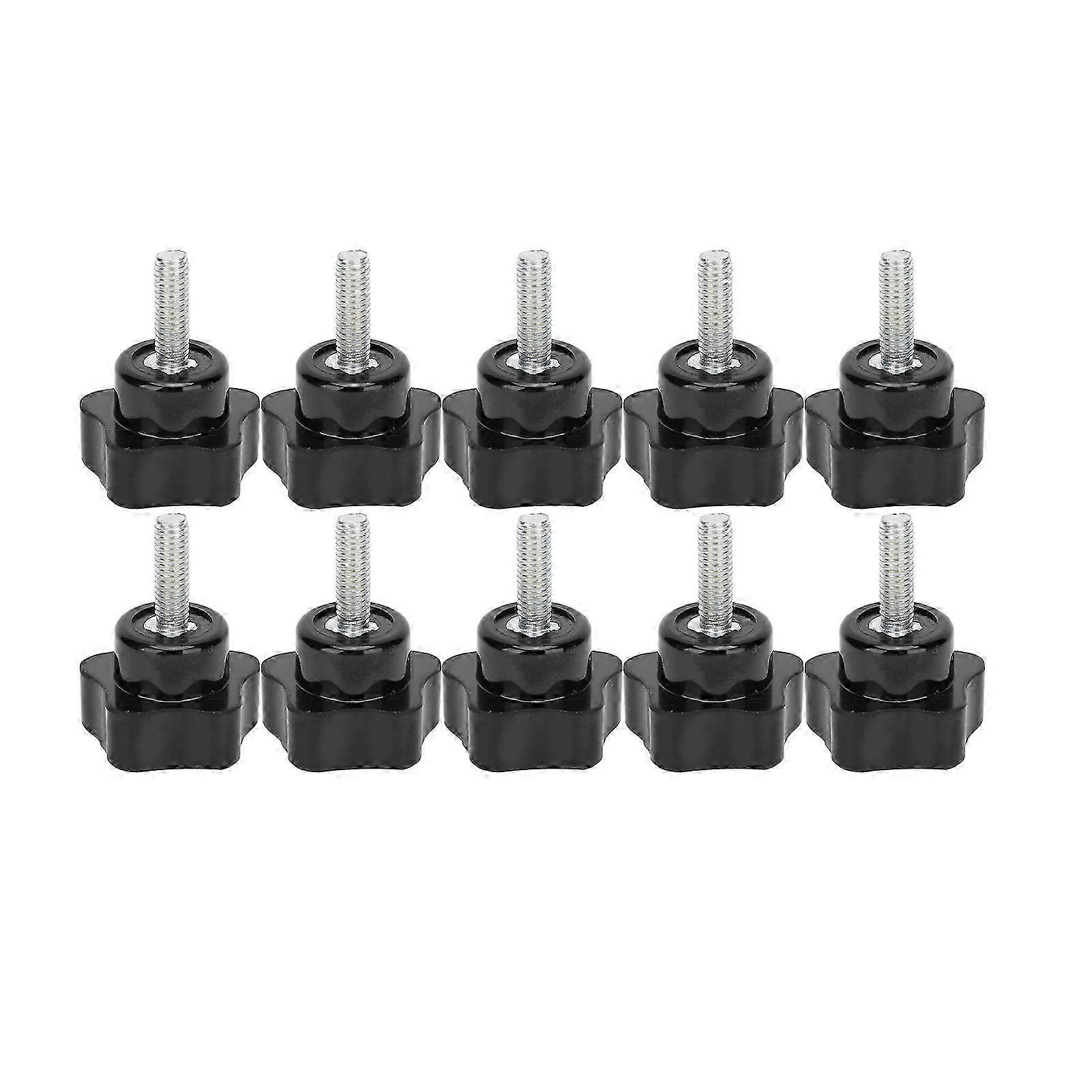 10Pcs Knob Bolt Lathe Hand Grip Twist Knob Nut Screw FiveStar Plum Locking Handle M6x32x20