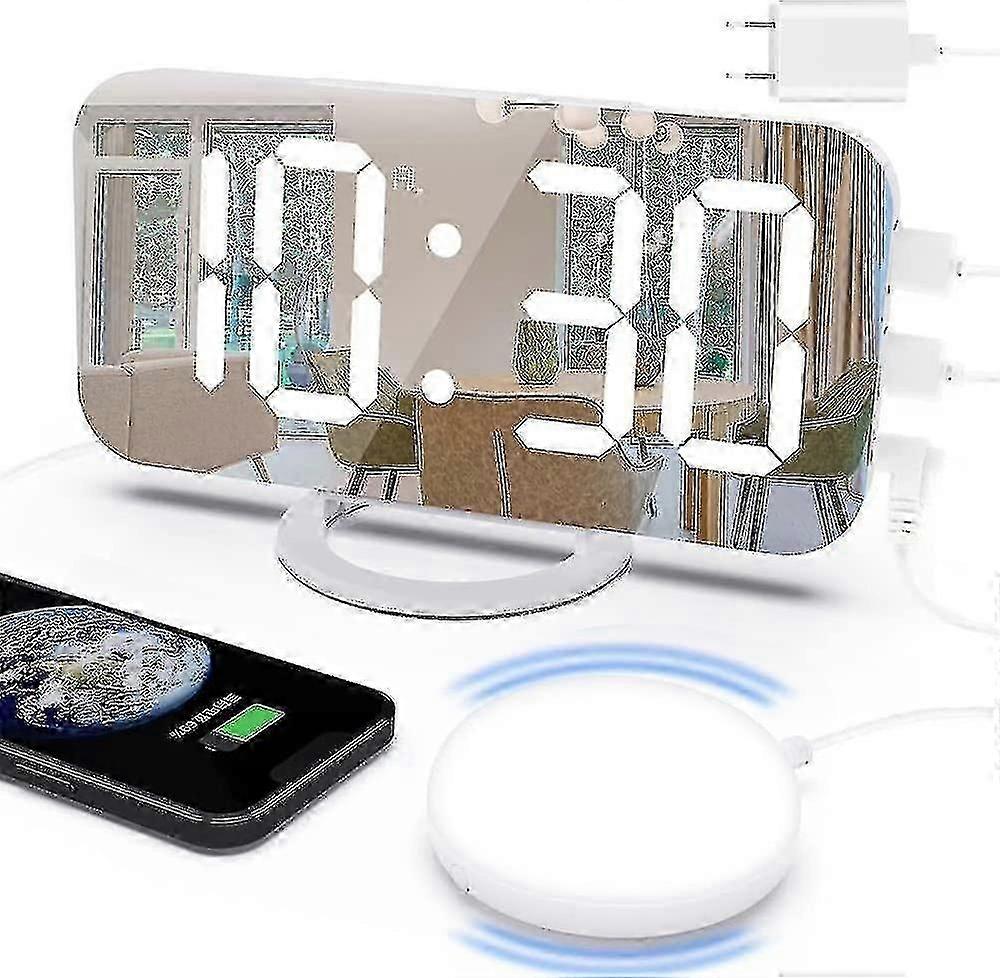 ヘビースリーパー用ベッドシェーカー付き大音量目覚まし時計、H用USB充電器付きデュアル振動目覚まし時計