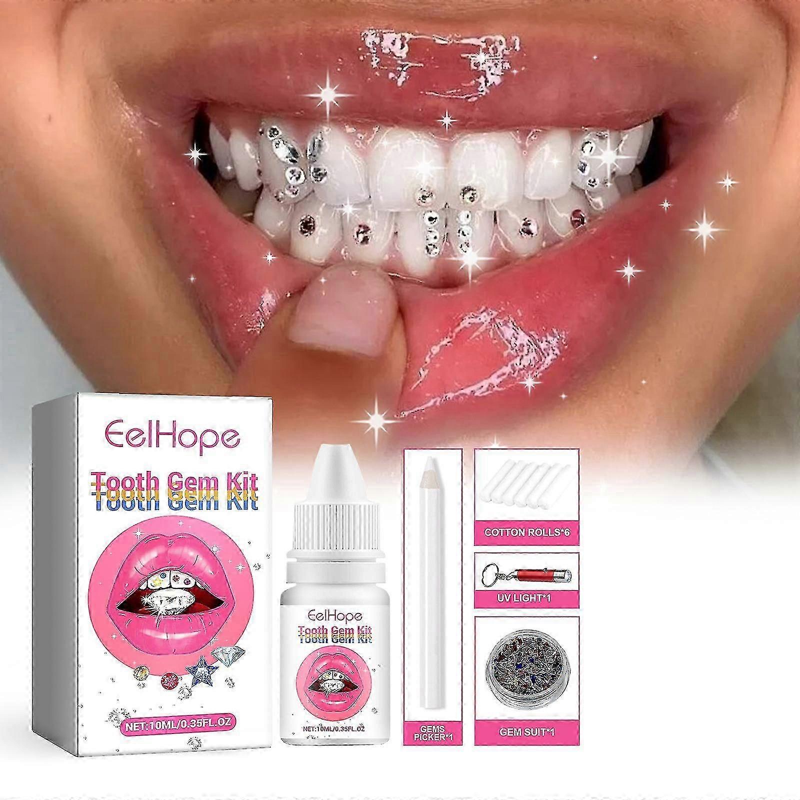 Tooth Gems Kit, DIY Tooth Jewelry Kit Removable Tooth Ornaments Artificial Fashionable Crystal Tooth Ornaments for Reflective Teeth Ornament Decor