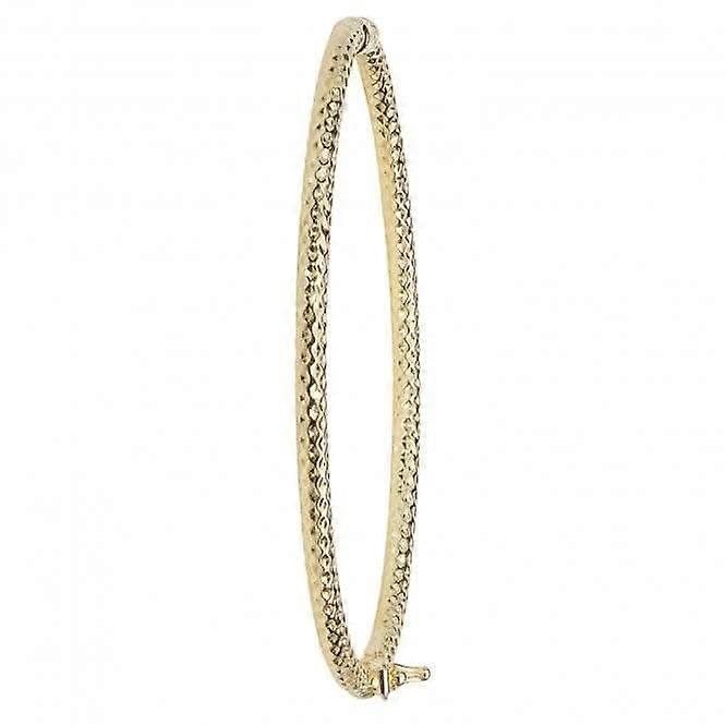 9ct Yellow Gold Ladies Hinged Bangle with Diamonds BN382