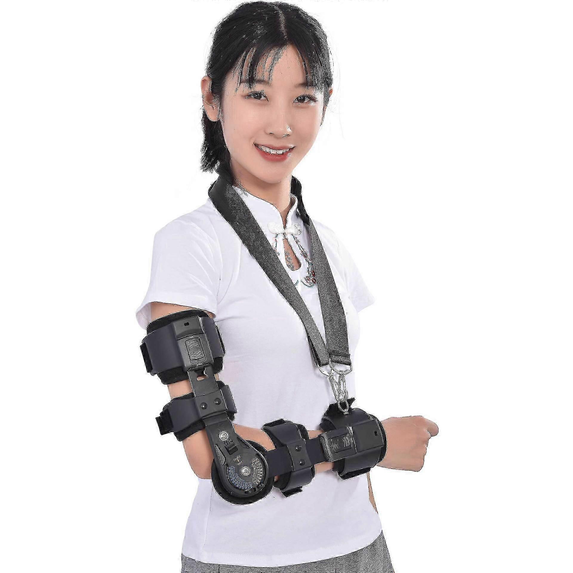 Hinged Rom Elbow Support, Adjustable Rear Op Elbow Support Stabilizer Splint Arm Injury Recovery Support, Hinged Adjustable Elbow Support (left) 90 De