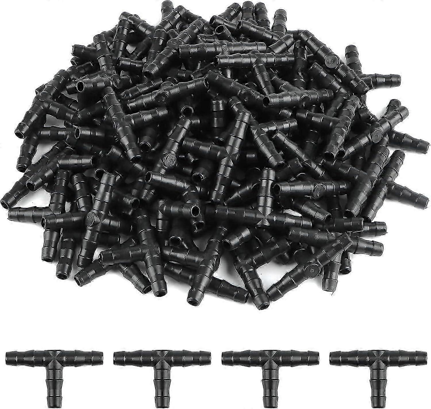 100 Pcs Tee Hose Fitting 4/7mm- T Fitting Connector PVC Sprinkler Atomizing Nozzle Drip Micro Spray Irrigation Joint for Hose Systems Automatic Tool