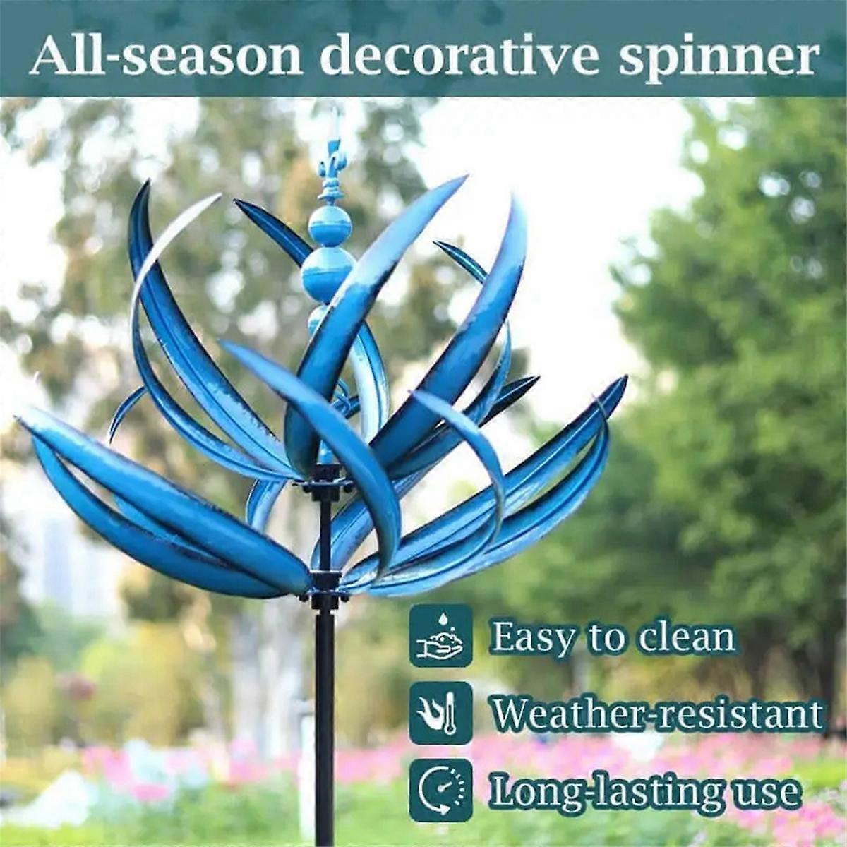 Wind Spinner Metal Windmill 3D Wind Powered Sculpture Lawn Metal Wind Solar Spinners Yard and Garden