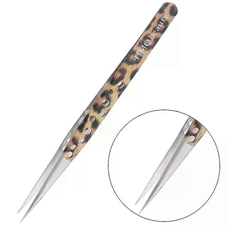 1個のヒョウラッシュピンセットステンレス鋼スーパーハードピンセット3Dボリューム正確な帯電防止まつげエクステクリップ