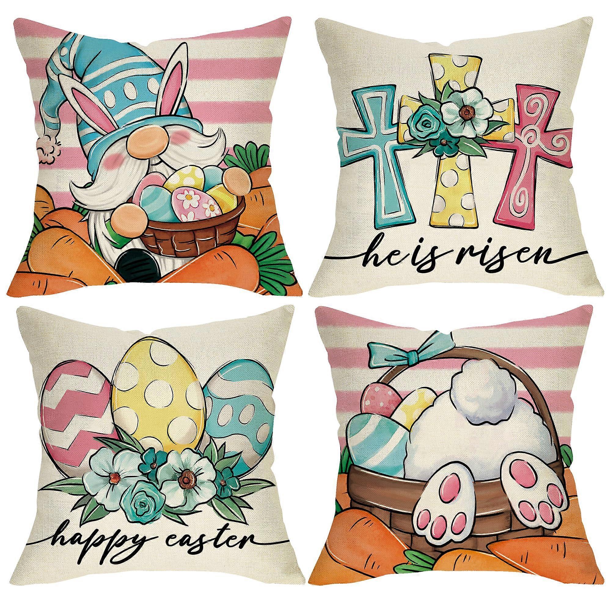 Happy Easter Rabbit Dwarf Decorative Pillow Case