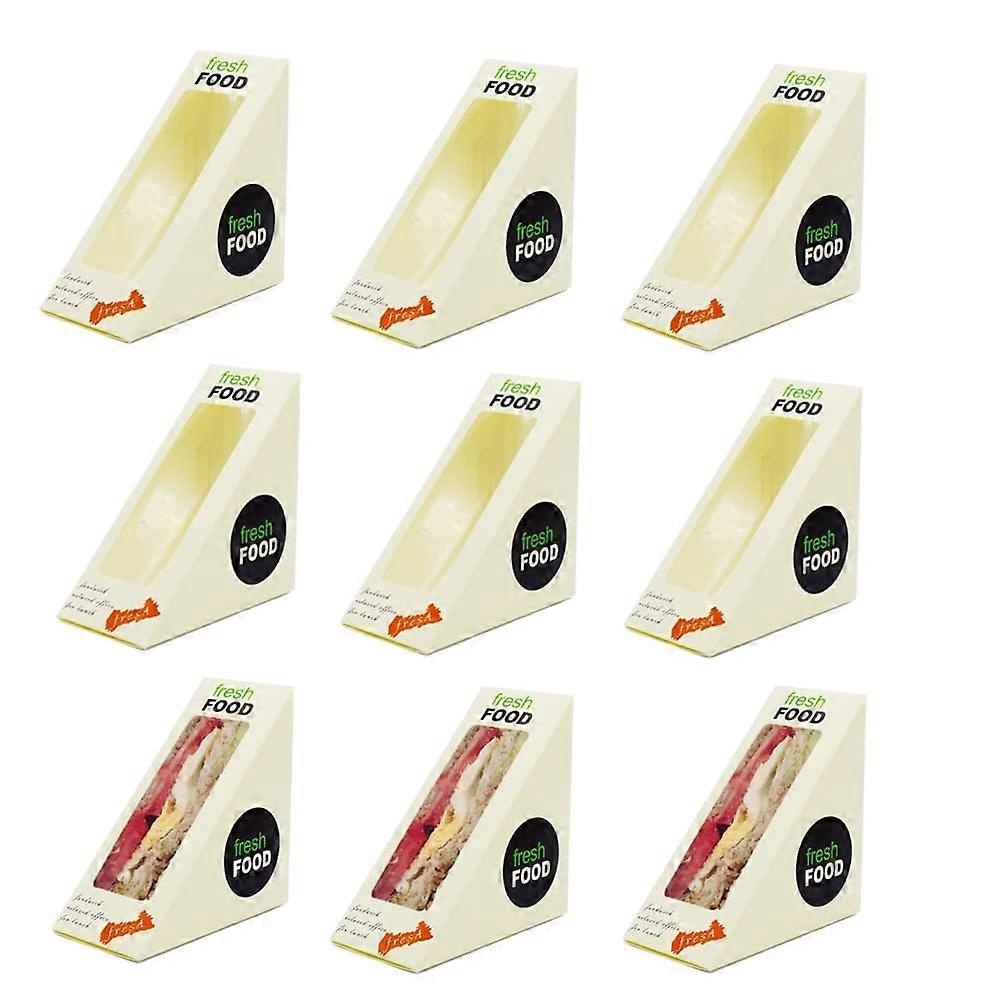 Sandwich Box 100 Pcs Eco-Friendly Wedge Takeaway Box With Window Display For Bakery And Restaurant