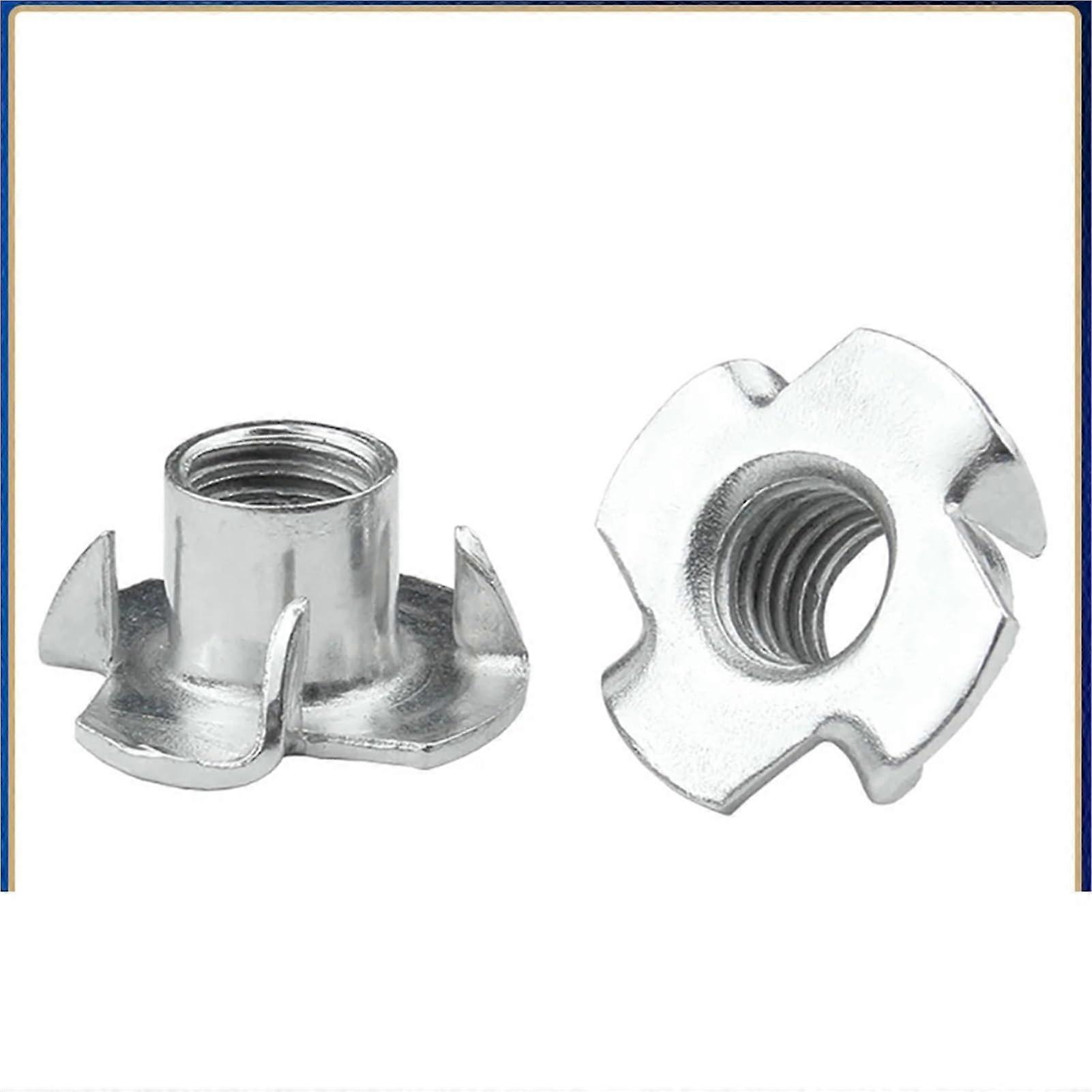 M3 M4 M5 M6 M8 M10 M12 Zinc Plated T-Nut Blind Pronged Insert Four Claws Nut for Furniture Hardware (5pcs, M3)